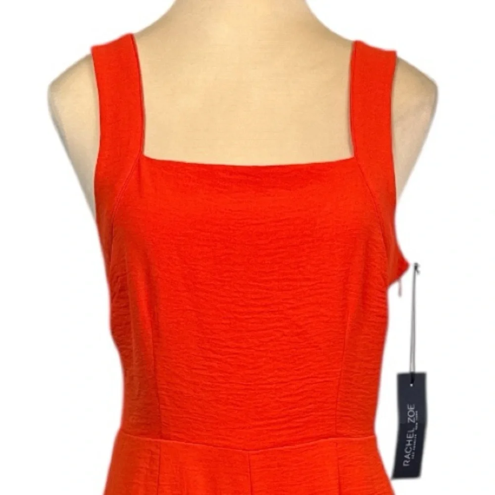 NWT Rachel Zoe Orange Square Bodice Smocked Back Tank Jumpsuit Romper Size 4 🔥🍊